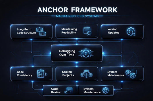 Anchor Framework diagram on a dark background with glowing text and icons.