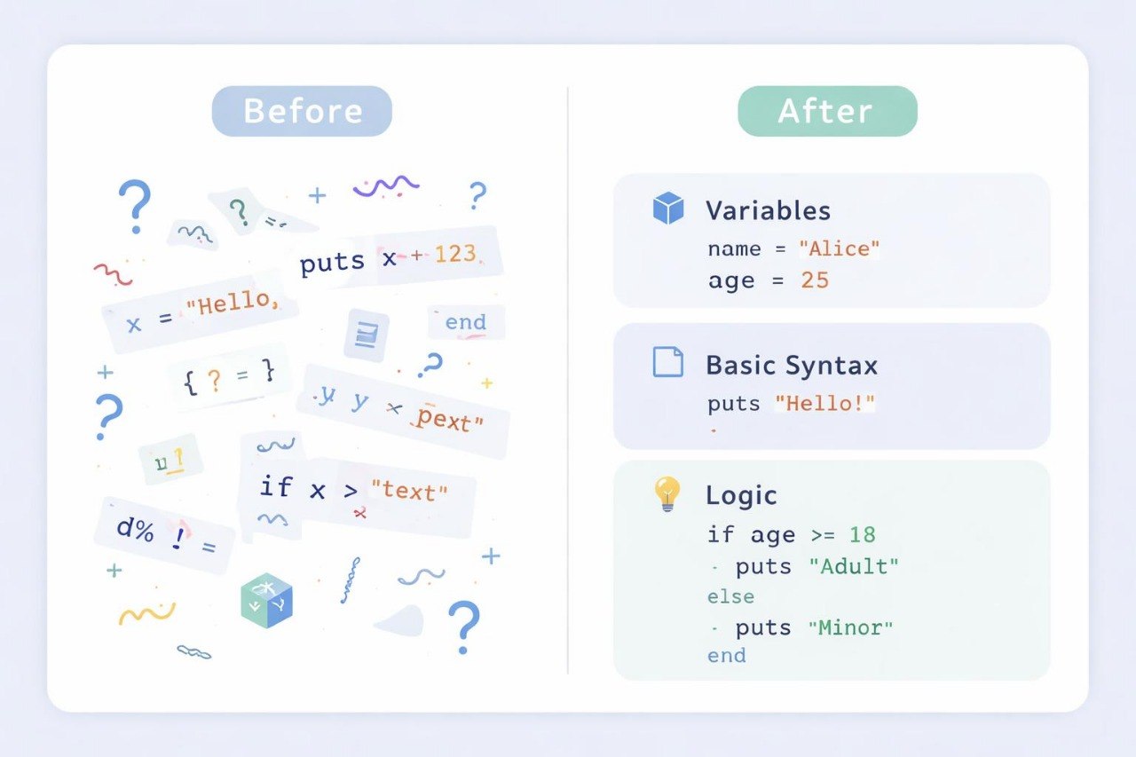 Comparison of code snippets labeled 'Before' and 'After' with variables and logic structure.