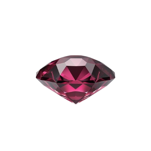 Faceted red gemstone on a white background