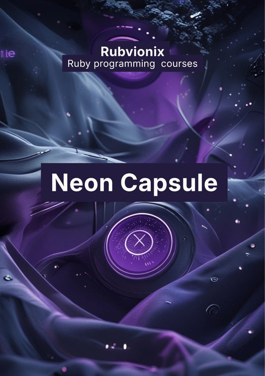 Neon capsule design with Rubvionix branding on a dark background